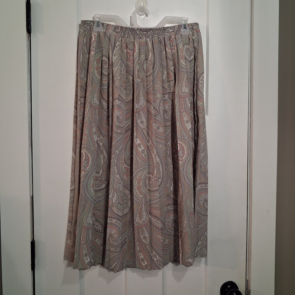 Alfred Dunner Skirt Womens 10 Pink Paisley Pleated Elastic Waist Vintage Boho